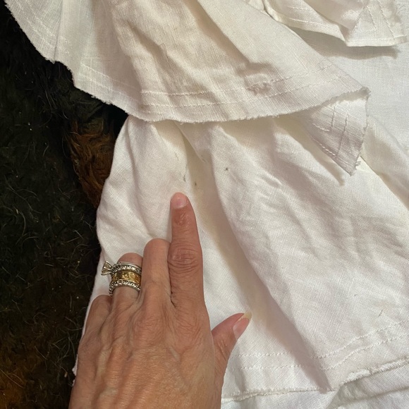 IRO NWT France white linen one shoulder ruffle shirt top peplum asymmetric 38 M - Picture 11 of 11